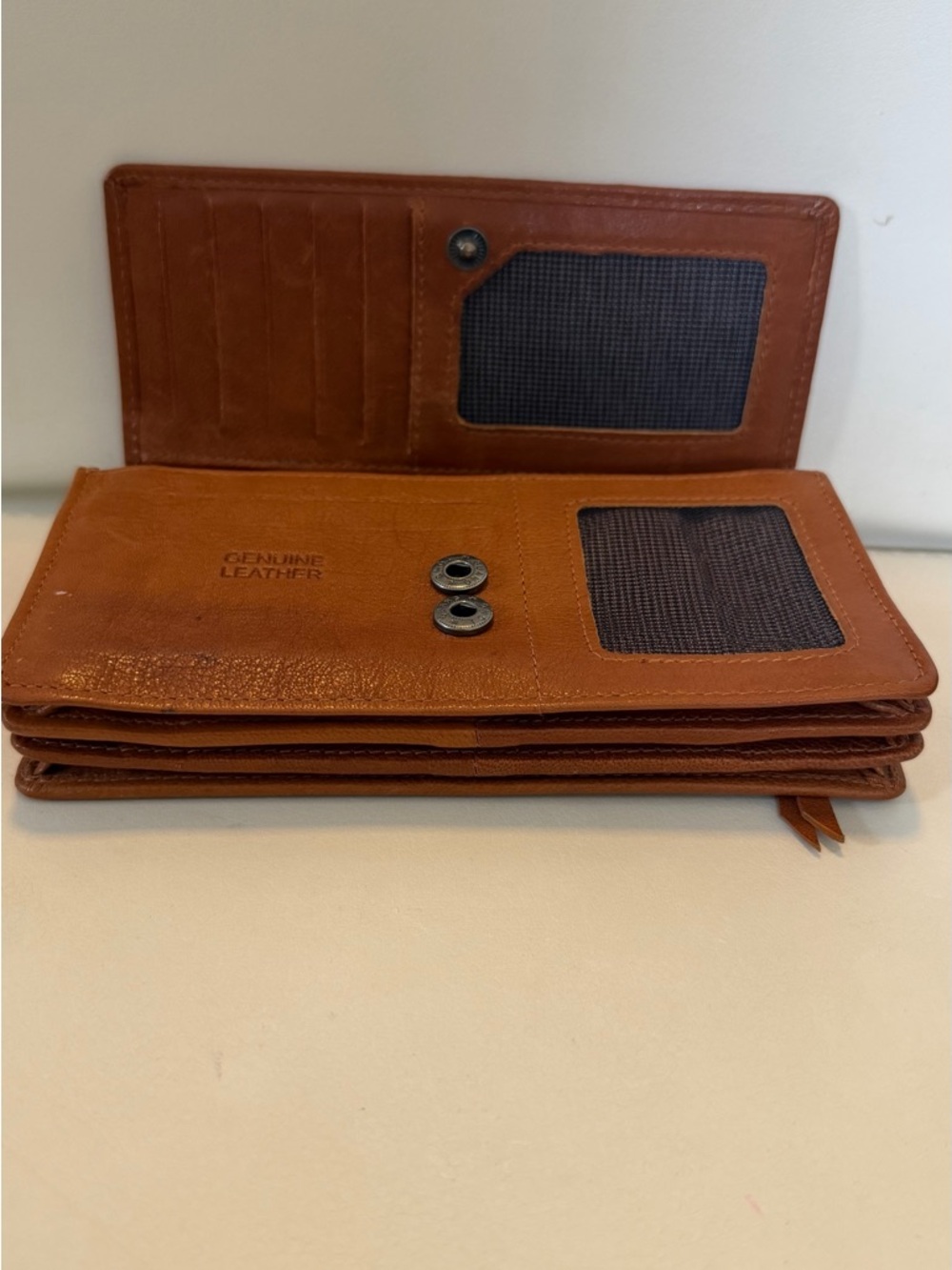 SPIKES & SPARROW Cognac Brown Leather Snap Wallet - Picture 3 of 6
